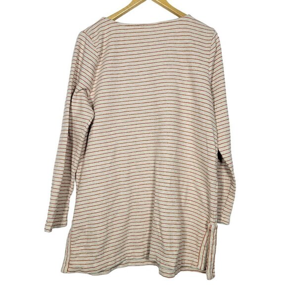 J. Jill Women's Striped Terry Style Light Weight Cream & Orange Sweater Size XL - Picture 8 of 12